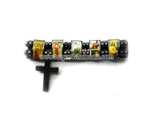 Magnetic Hematite Religious Sealed Icon Bracelet with Cross 7.8inch
